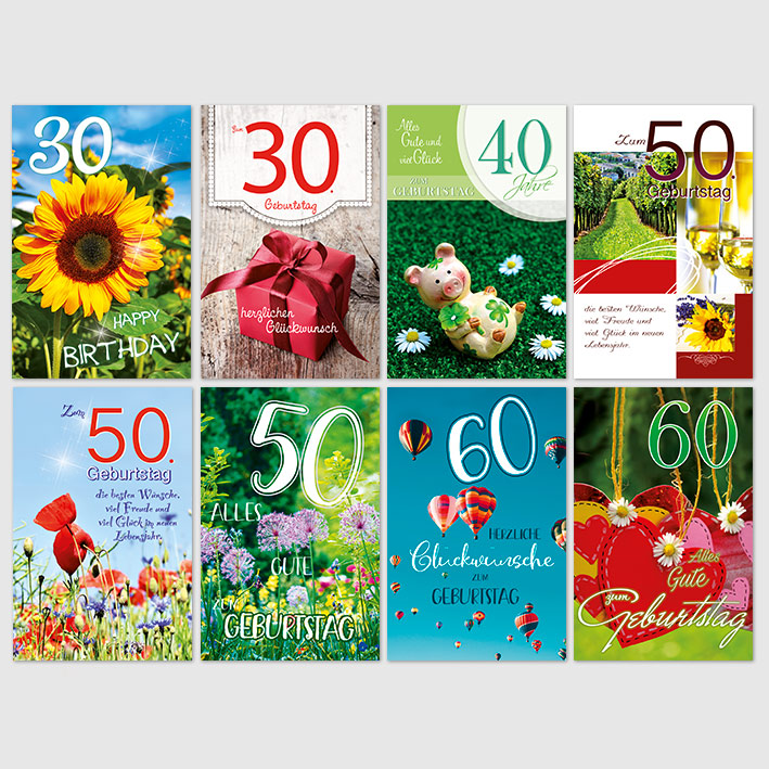 50 100 Glückwunschkarten Geburtstag Geburtstagskarten aufklappbar mit Kuverts 