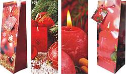 12 Flaschen Geschenktaschen Geschenktüten, Weihnachten 4 Motive mit Kärtchen NEU 