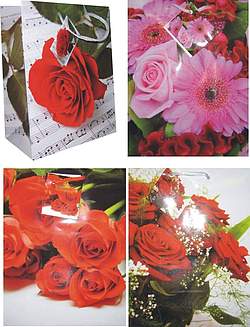24 Geschenktaschen Rosen mini, Geschenkbeutel Geschenktüten 4-fach sortiert NEU! 