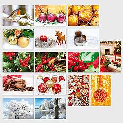 100 NEUE Weihnachtskarten, Grußkarten 16 Motive OHNE TEXT mit Kuvert sk 3490 